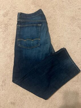 American Eagle Classic Dark Wash Relaxed Straight Denim Jeans - Deep Blue